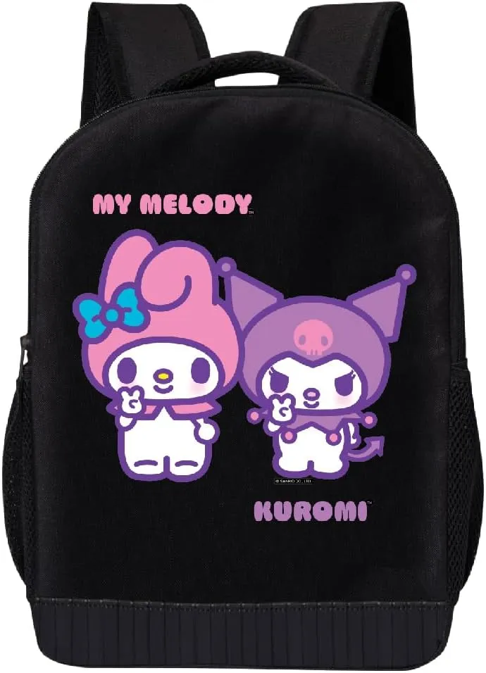 Fast Forward Sanrio Hello Kitty My Melody Kuromi Backpack Shoulder Bag for Girls, Boys, Toddlers - Cute 18" Inch Hello Kitty and Friends My Melody Kuromi Kids Backpack for School (Peace)