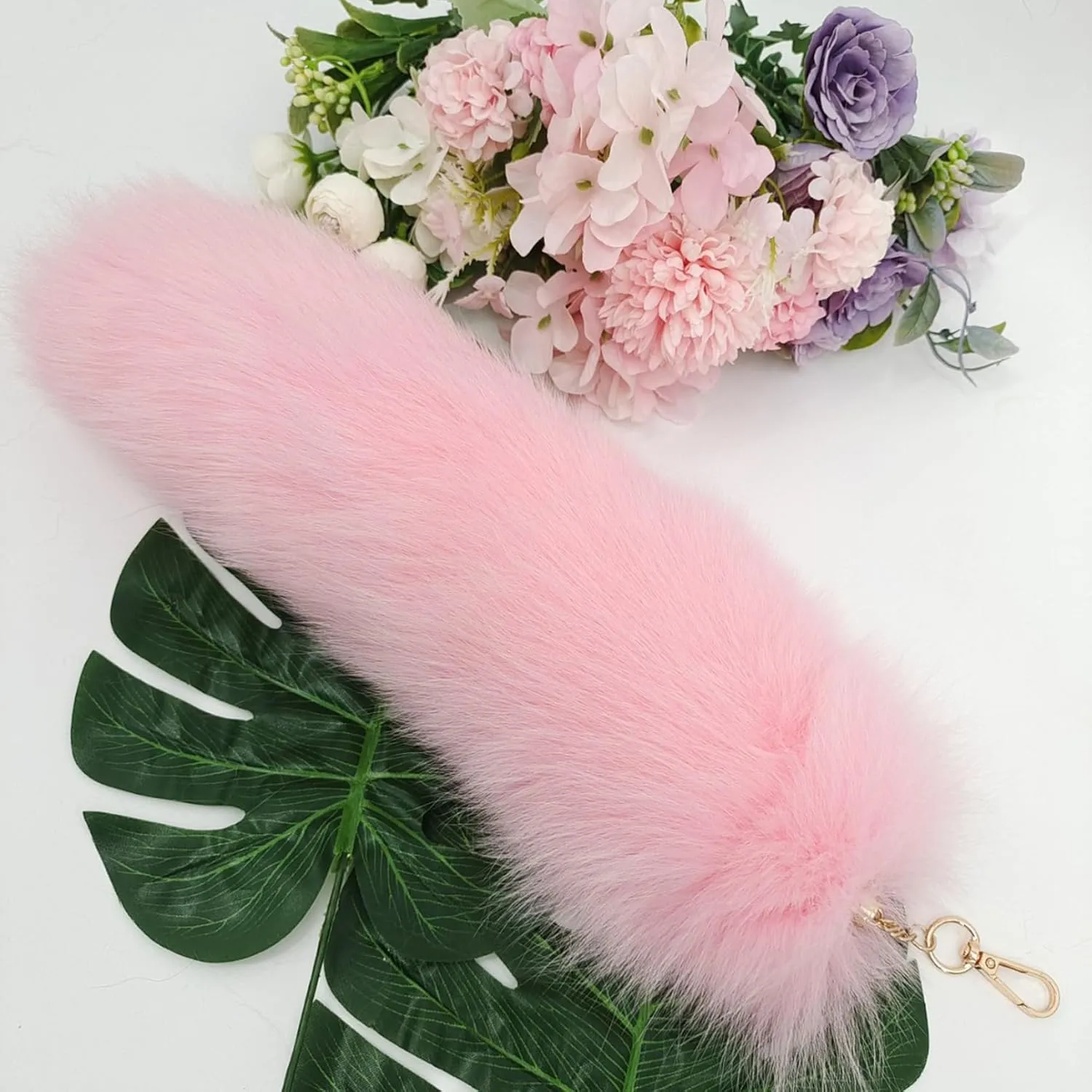 Faux Fur Fox Tail KeyChain for Women Therian Costume Cosplay Handbag Fashion Charm Wolf Tail Keychain Gift for Party