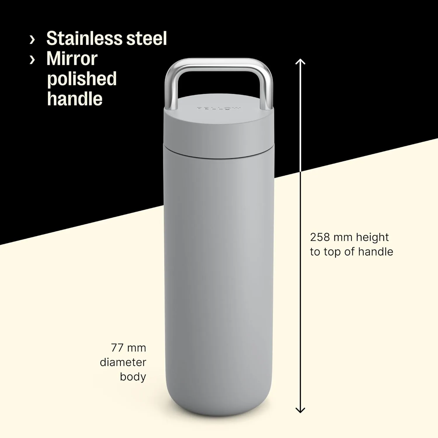 Fellow 20 oz Carter Carry Vacuum Insulated Tumbler for Water, Tea, Coffee, Smoothies, & more - Stainless Steel - Keeps Heat for 12 Hours/Stays Cold for 24 Hours-Leak-Proof Seal-Slim Width - Matte Grey