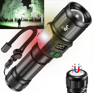 Flashlights High Lumens, Rechargeable Flashlight 10000 Lumens with Magnetic, Bright Flash Light 9 Modes with 5000 mAh Battery, Tactical Flashlight for Camping, Hiking, Dog Walking
