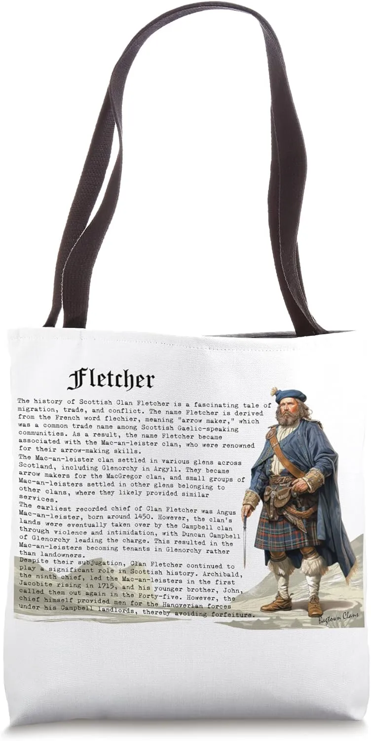 Fletcher Clan Tartan Tree of Life Scottish Surname Tote Bag