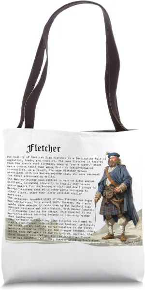 Fletcher Clan Tartan Tree of Life Scottish Surname Tote Bag