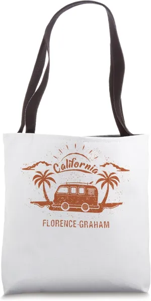 Florence-Graham, CA California retro vintage surfing beach Tote Bag