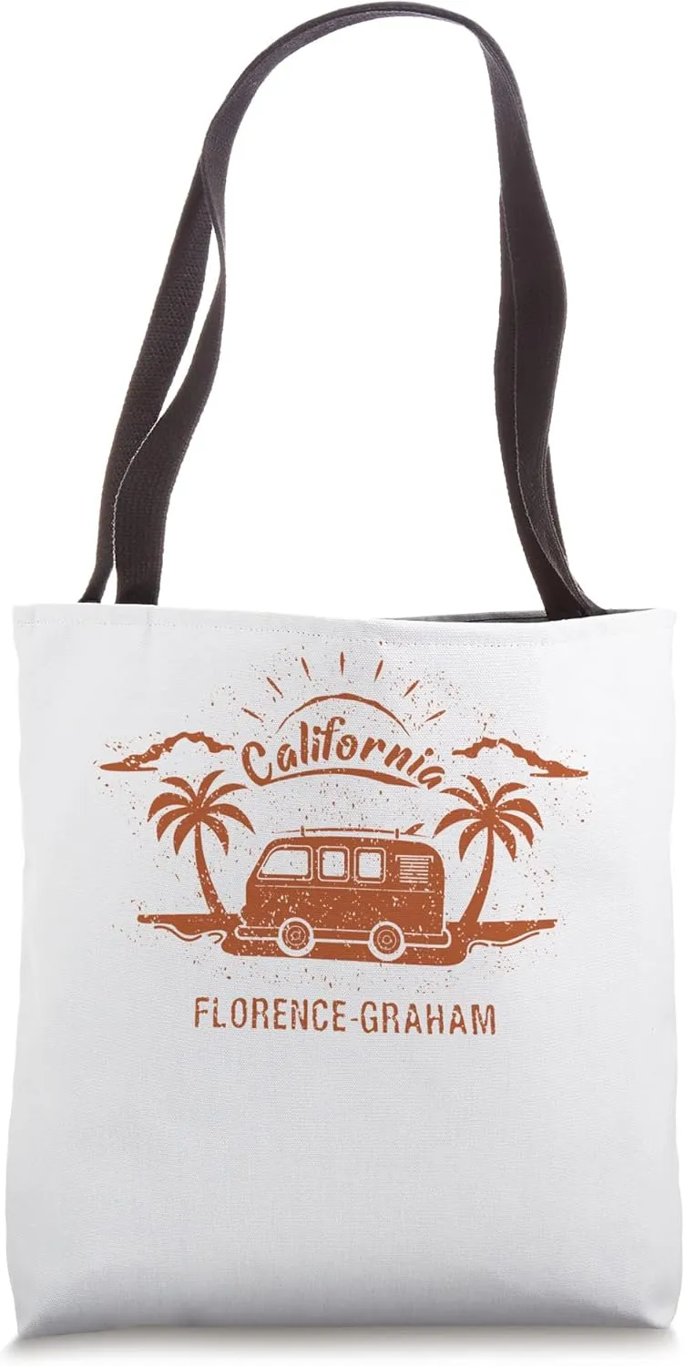 Florence-Graham, CA California retro vintage surfing beach Tote Bag