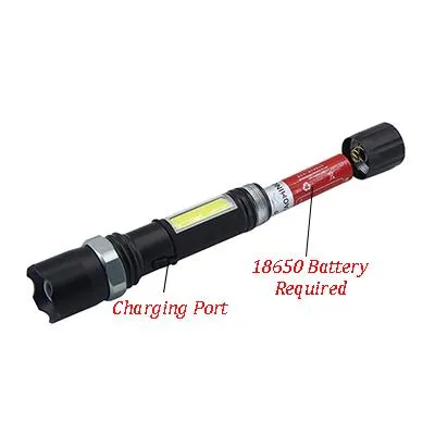 Focus Adjustable Portable Tactical Flashlights with 18650 Battery Rechargeable Super Bright Torch Water Resistant