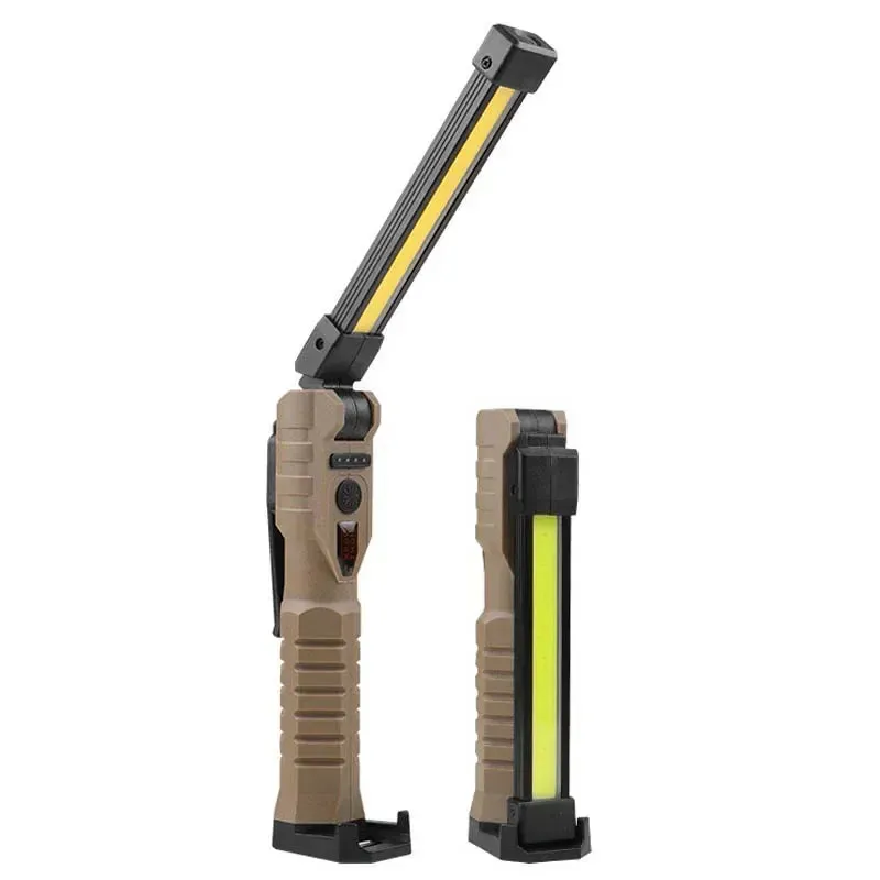 Foldable COB LED Work Light: USB Rechargeable, 7 Modes, Magnetic Base, Hanging Hook, Portable Torch Flashlight