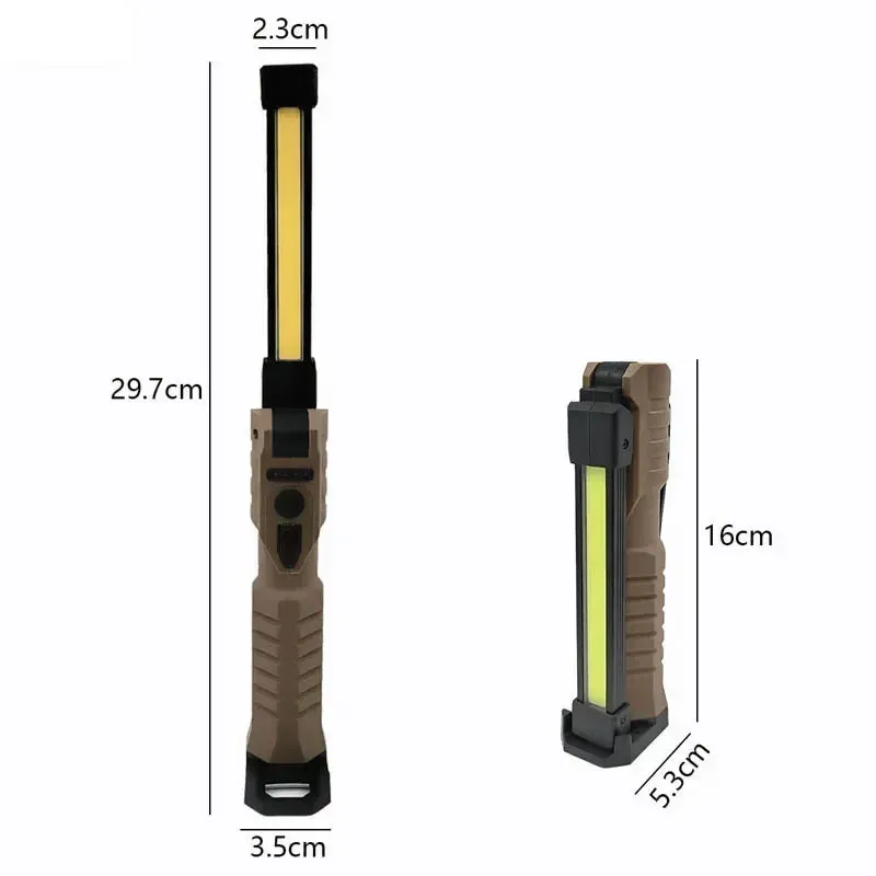 Foldable COB LED Work Light: USB Rechargeable, 7 Modes, Magnetic Base, Hanging Hook, Portable Torch Flashlight