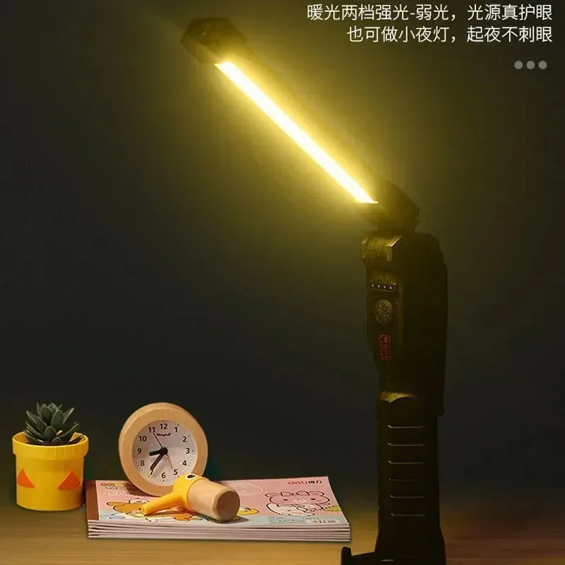 Foldable COB LED Work Light: USB Rechargeable, 7 Modes, Magnetic Base, Hanging Hook, Portable Torch Flashlight