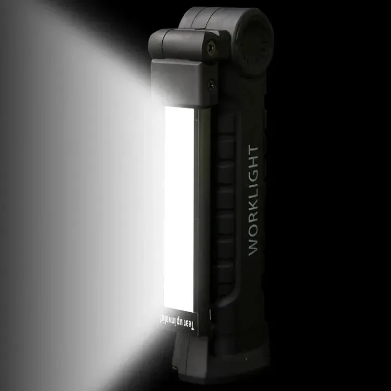 Foldable COB LED Work Light: USB Rechargeable, 7 Modes, Magnetic Base, Hanging Hook, Portable Torch Flashlight