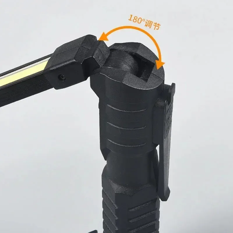 Foldable COB LED Work Light: USB Rechargeable, 7 Modes, Magnetic Base, Hanging Hook, Portable Torch Flashlight