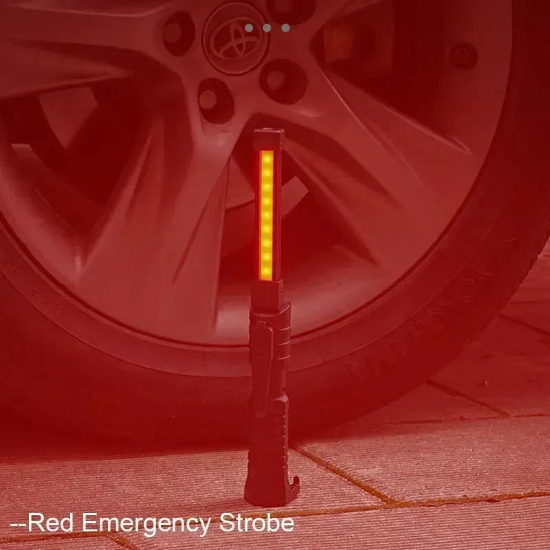Foldable COB LED Work Light: USB Rechargeable, 7 Modes, Magnetic Base, Hanging Hook, Portable Torch Flashlight