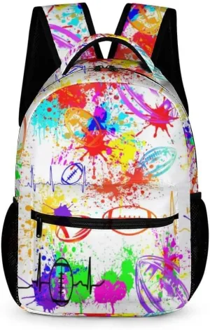 Football Backpack for Kids Girls Boys School, 16 Inches Cool Football Bookbag, Football Backpack for School