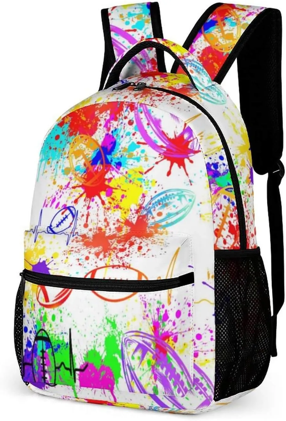 Football Backpack for Kids Girls Boys School, 16 Inches Cool Football Bookbag, Football Backpack for School