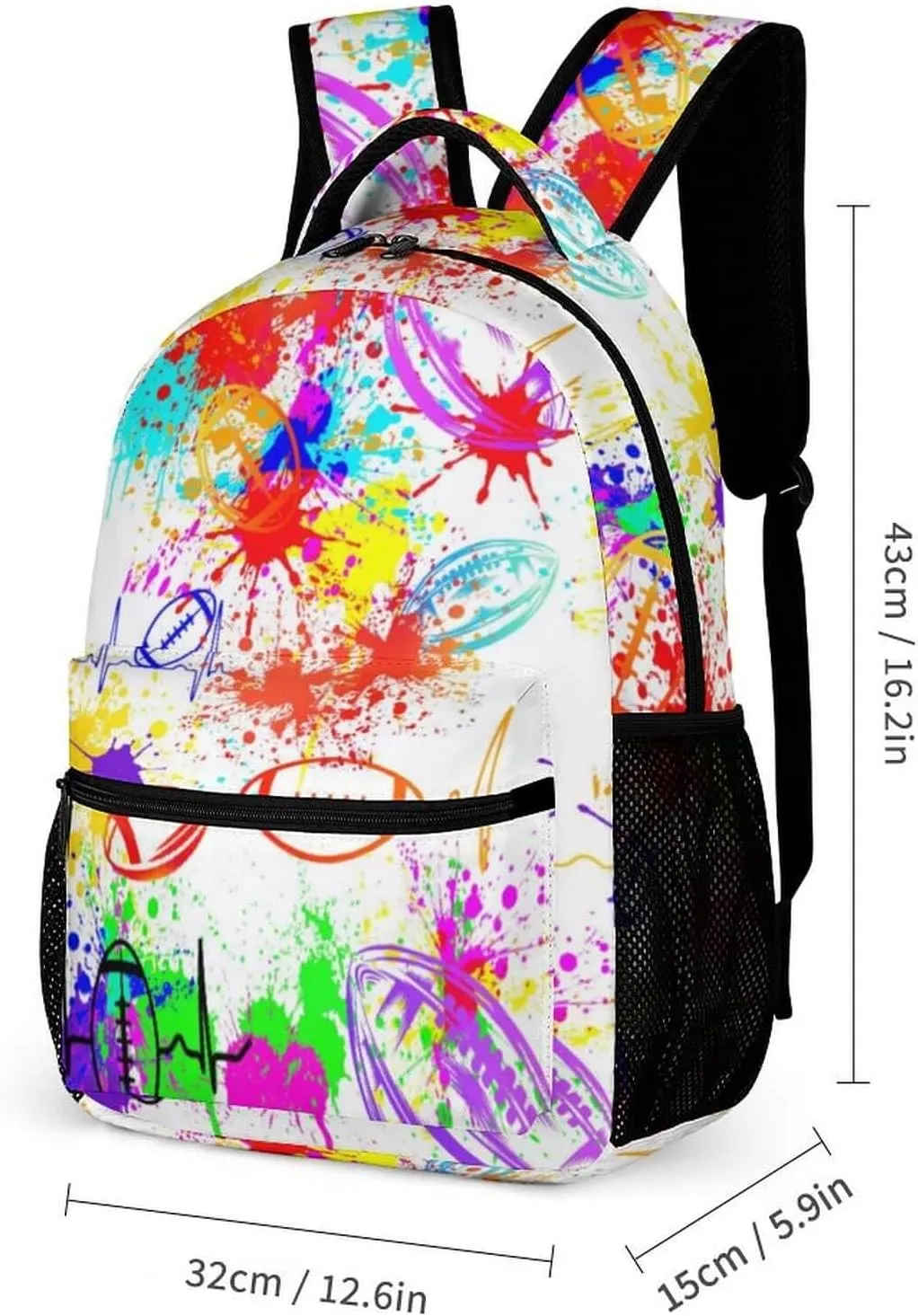 Football Backpack for Kids Girls Boys School, 16 Inches Cool Football Bookbag, Football Backpack for School