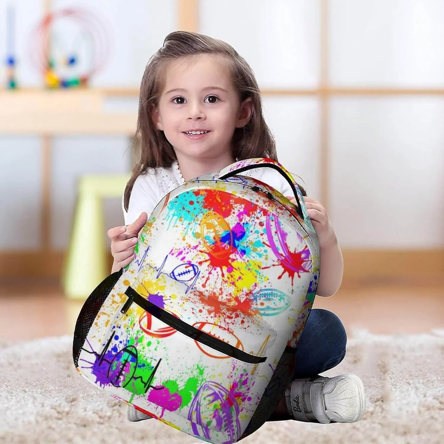 Football Backpack for Kids Girls Boys School, 16 Inches Cool Football Bookbag, Football Backpack for School