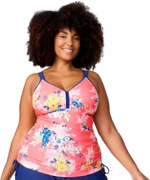 Free Country Women's Plus Size Double Strap Tankini Top