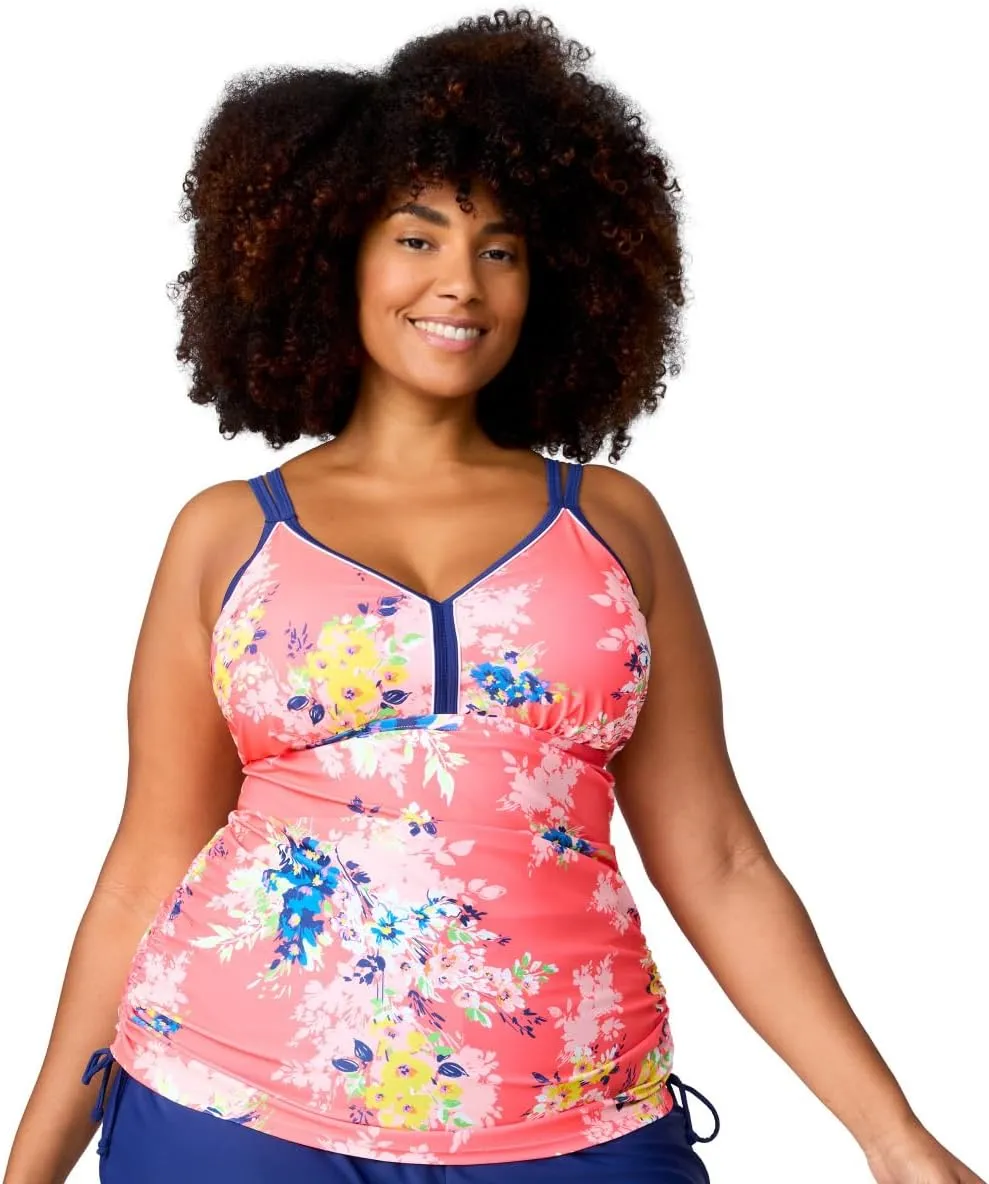 Free Country Women's Plus Size Double Strap Tankini Top