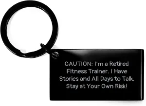 Funny Fitness Trainer Keychain Gifts from Family for Mother's Day Caution: Stories Ahead! - Fitness Trainer Keychain