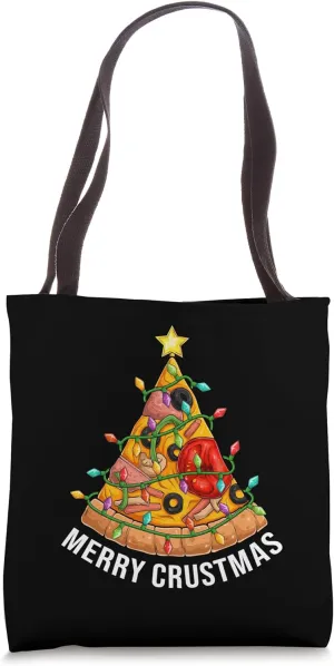 Funny Pizza on Earth Christmas Tree Merry Crust-mas Pizzamas Tote Bag