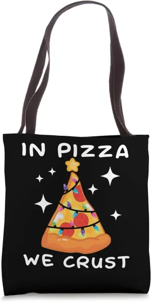 Funny Pizza on Earth Christmas Tree Merry Crust-mas Pizzamas Tote Bag