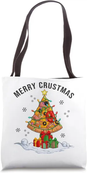 Funny Pizza on Earth Christmas Tree Merry Crust-mas Pizzamas Tote Bag