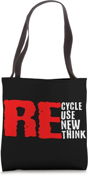 Funny Recycle Reuse Renew Rethink Environmental Friendly Tote Bag