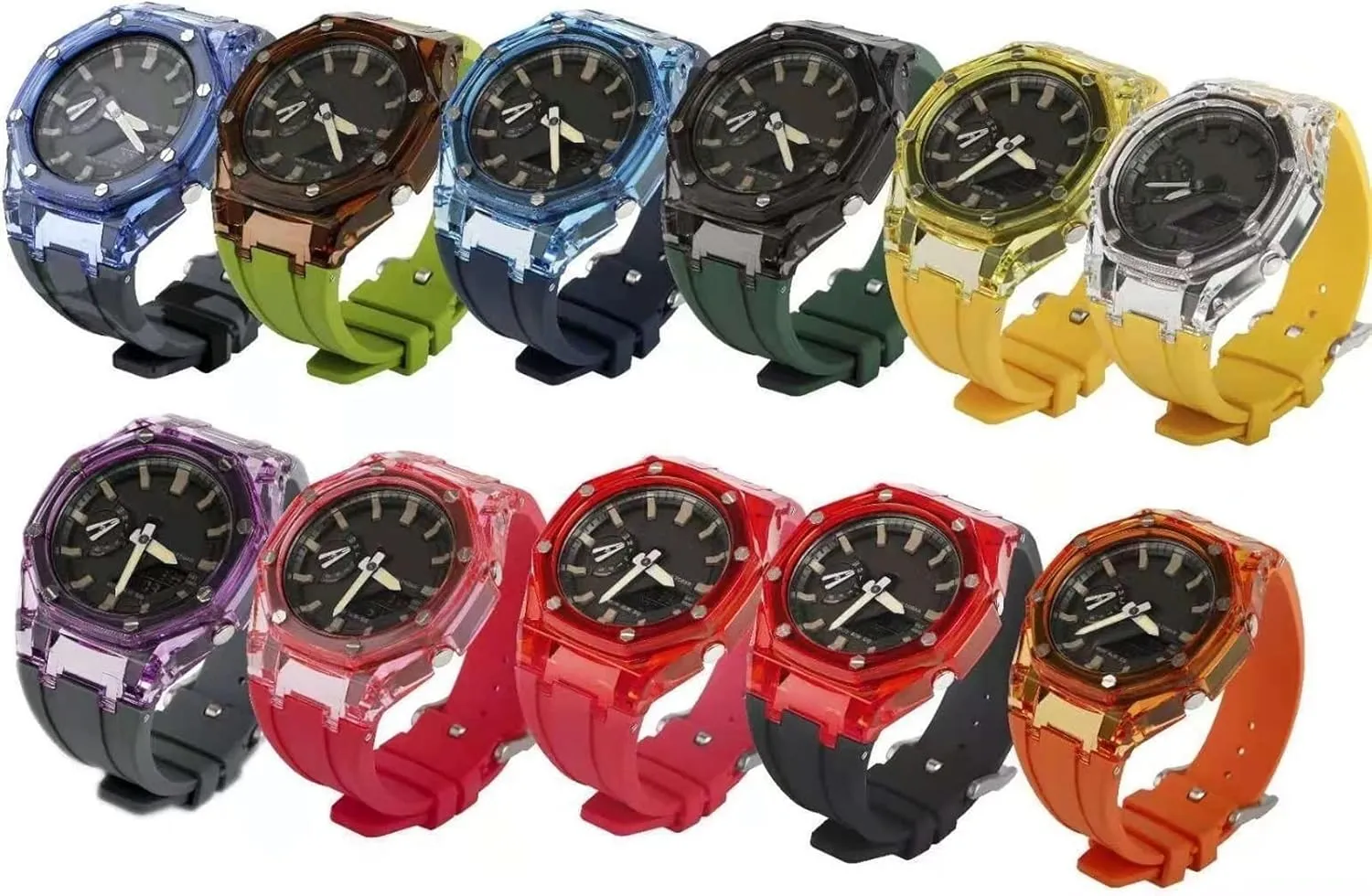 GA2100 3rd Modified Accessories Strap GA-2100 Gen3 Transparent Case Rubber Strap For GA2100