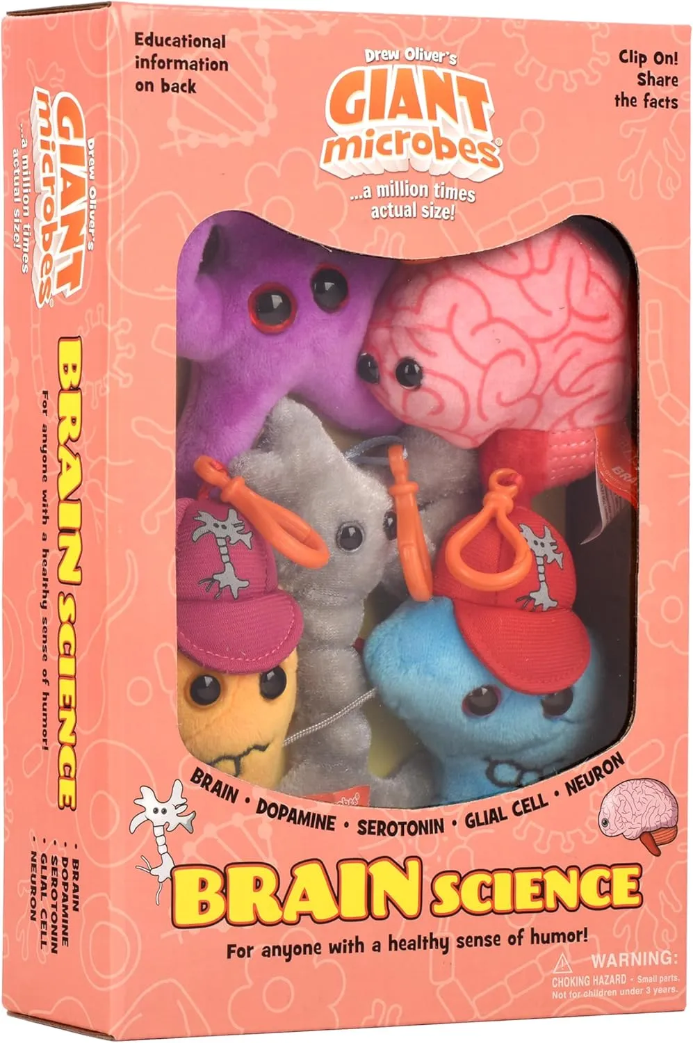 GIANTmicrobes Brain Science Themed Gift Box, Brain Gifts, Neurology, Psychology Gifts, Plush Keychain, Therapist Gift, Bag Charms, Mental Health Awareness, TBI Awareness