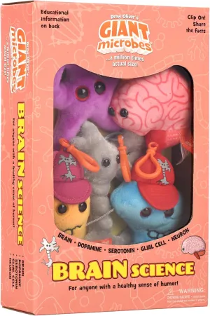 GIANTmicrobes Brain Science Themed Gift Box, Brain Gifts, Neurology, Psychology Gifts, Plush Keychain, Therapist Gift, Bag Charms, Mental Health Awareness, TBI Awareness