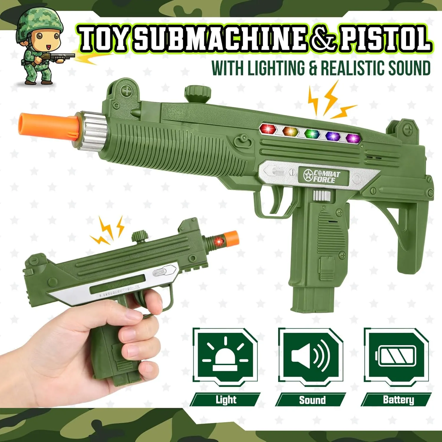 GIFTINBOX Army Costume for Kids, Boys Military Soldier Costume with Toy Accessories, Halloween Costumes for Boys Kids 3-12