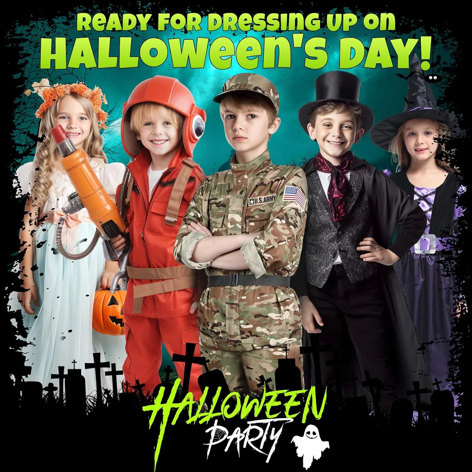 GIFTINBOX Army Costume for Kids, Boys Military Soldier Costume with Toy Accessories, Halloween Costumes for Boys Kids 3-12