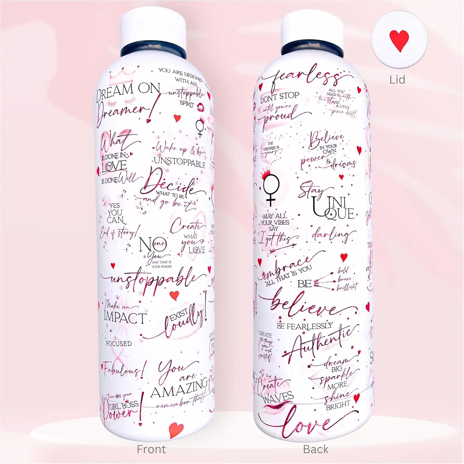 Girl Boss 24oz Motivational Water Bottle – Stainless Steel, Vacuum Insulated, Daily Affirmations, Boss Lady Gifts for Women, Positive Gift for Work, Travel, Gym, Office