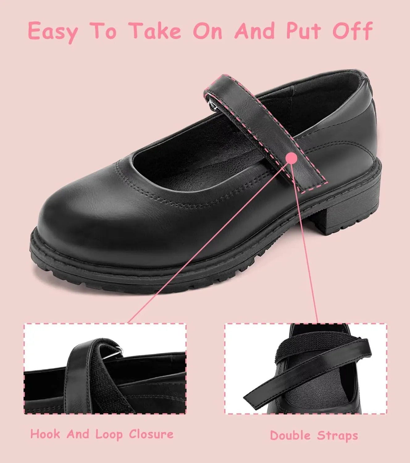 Girls School Uniform Shoes Mary Janes Dress Shoes Adjustable Strap(Little Kid/Big Kid)