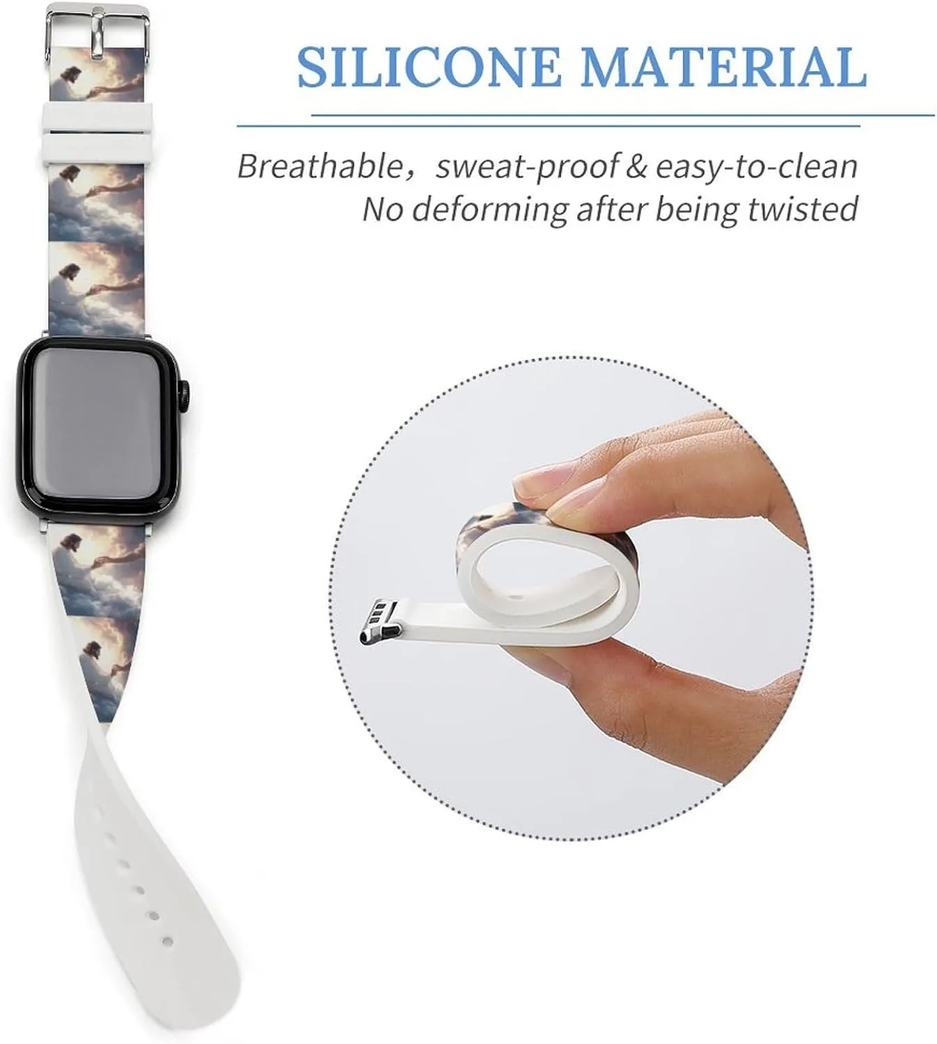 God's Gifts Adjustable Silicone Watchband Compatible with IWatch Classic Soft Sports Watch Strap for Men Women