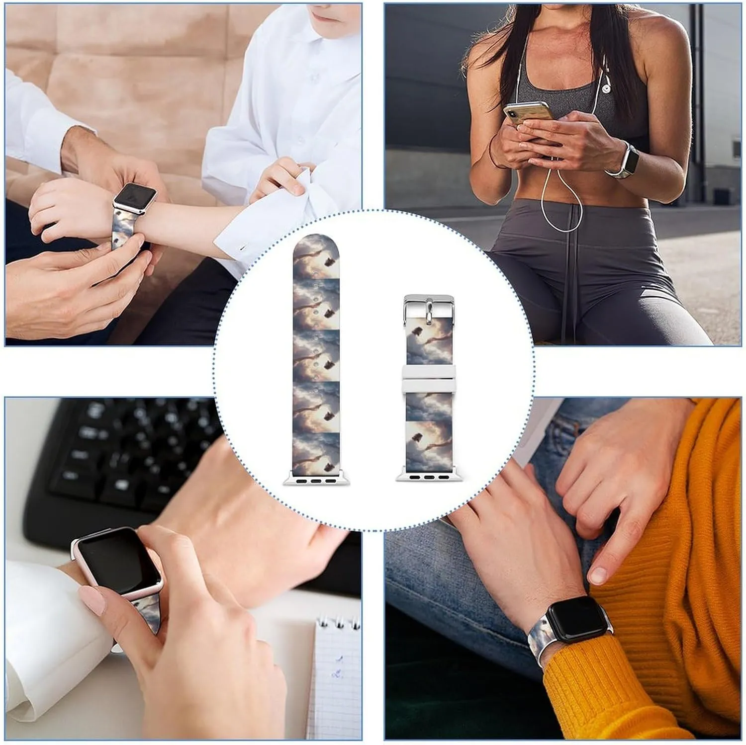 God's Gifts Adjustable Silicone Watchband Compatible with IWatch Classic Soft Sports Watch Strap for Men Women