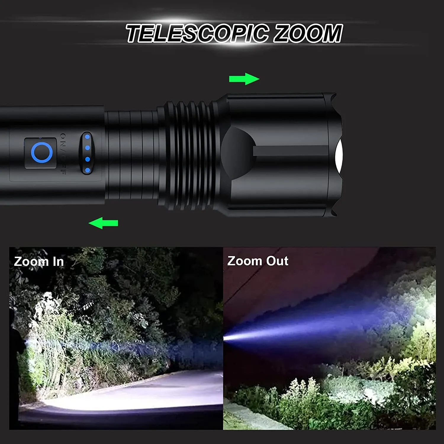 GOHOMAN  Rechargeable LED Flashlights High Lumens, 10000 Lumens Super Bright Flashlight with 3 Modes, High Powered Flash Light, Portable Handheld Flashlights for Emergency Outdoor Camping