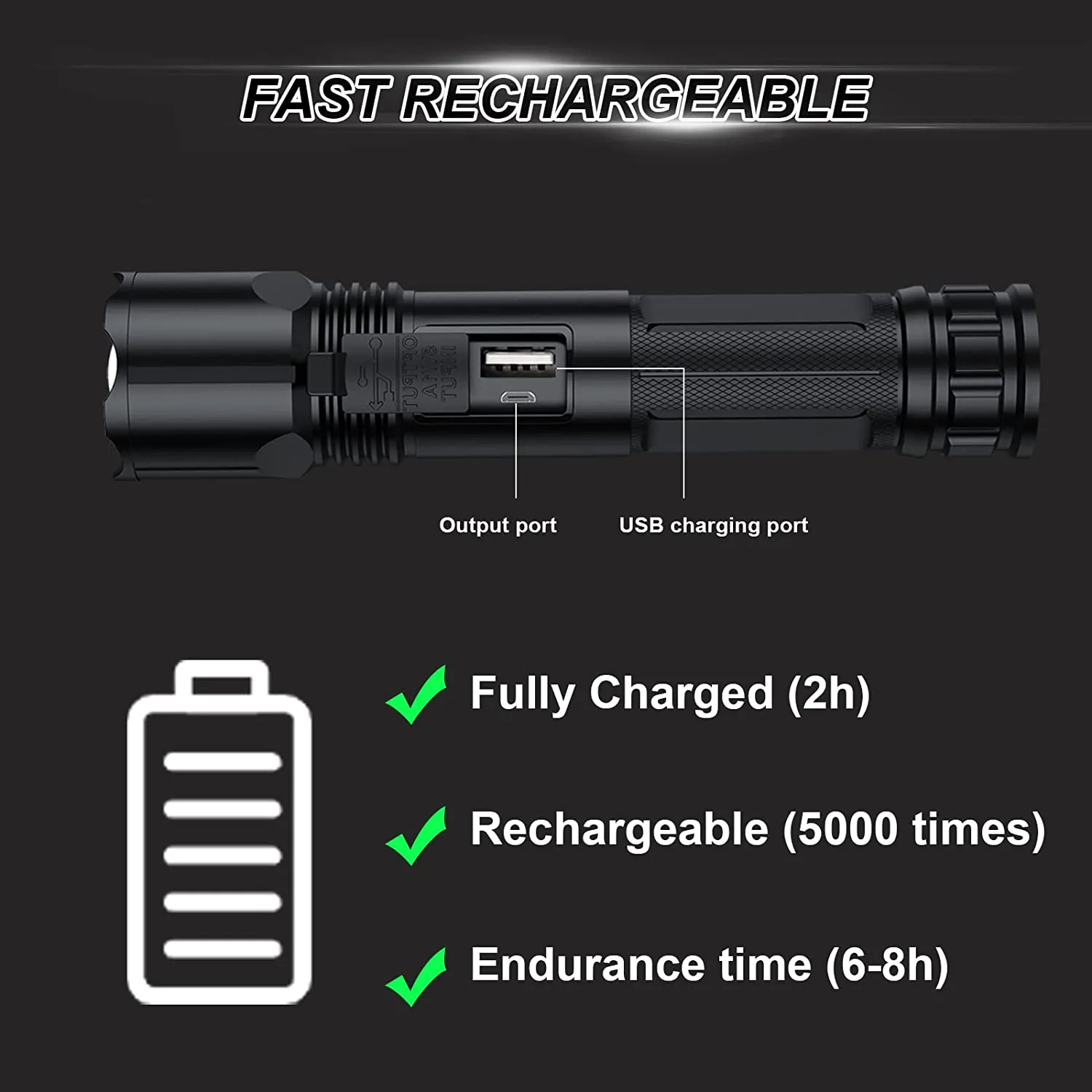 GOHOMAN  Rechargeable LED Flashlights High Lumens, 10000 Lumens Super Bright Flashlight with 3 Modes, High Powered Flash Light, Portable Handheld Flashlights for Emergency Outdoor Camping