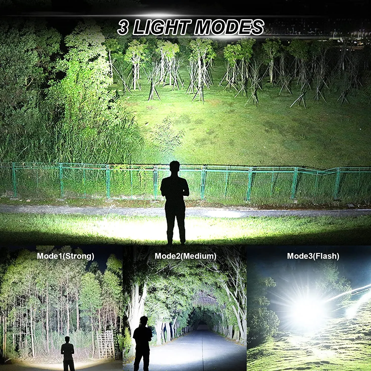 GOHOMAN  Rechargeable LED Flashlights High Lumens, 10000 Lumens Super Bright Flashlight with 3 Modes, High Powered Flash Light, Portable Handheld Flashlights for Emergency Outdoor Camping