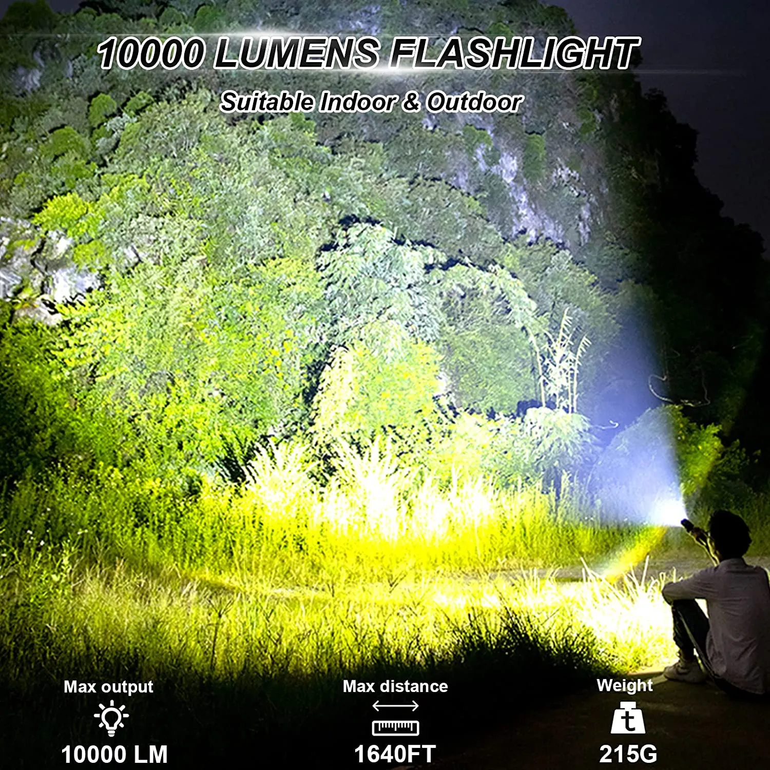 GOHOMAN  Rechargeable LED Flashlights High Lumens, 10000 Lumens Super Bright Flashlight with 3 Modes, High Powered Flash Light, Portable Handheld Flashlights for Emergency Outdoor Camping