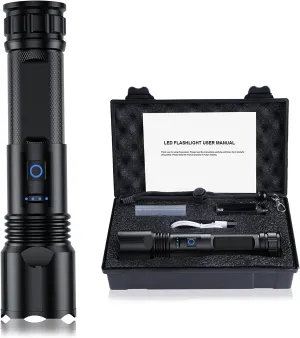 GOHOMAN  Rechargeable LED Flashlights High Lumens, 10000 Lumens Super Bright Flashlight with 3 Modes, High Powered Flash Light, Portable Handheld Flashlights for Emergency Outdoor Camping