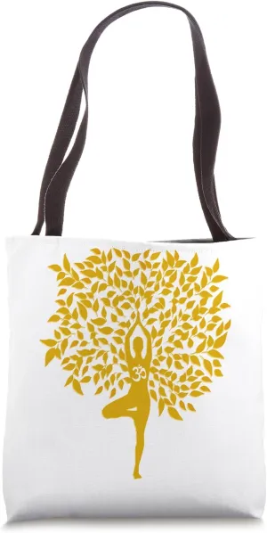 Golden Tree Pose Yoga Tote Bag
