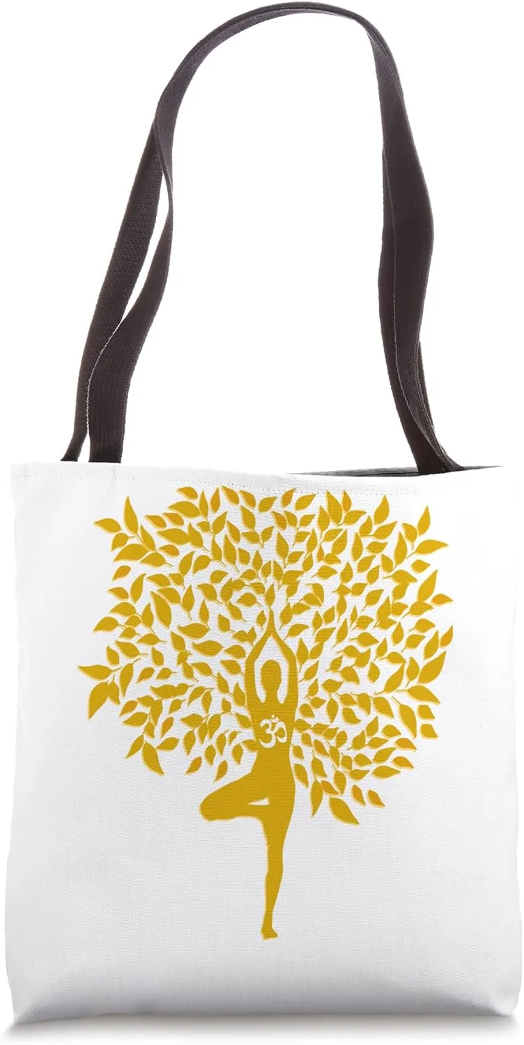 Golden Tree Pose Yoga Tote Bag