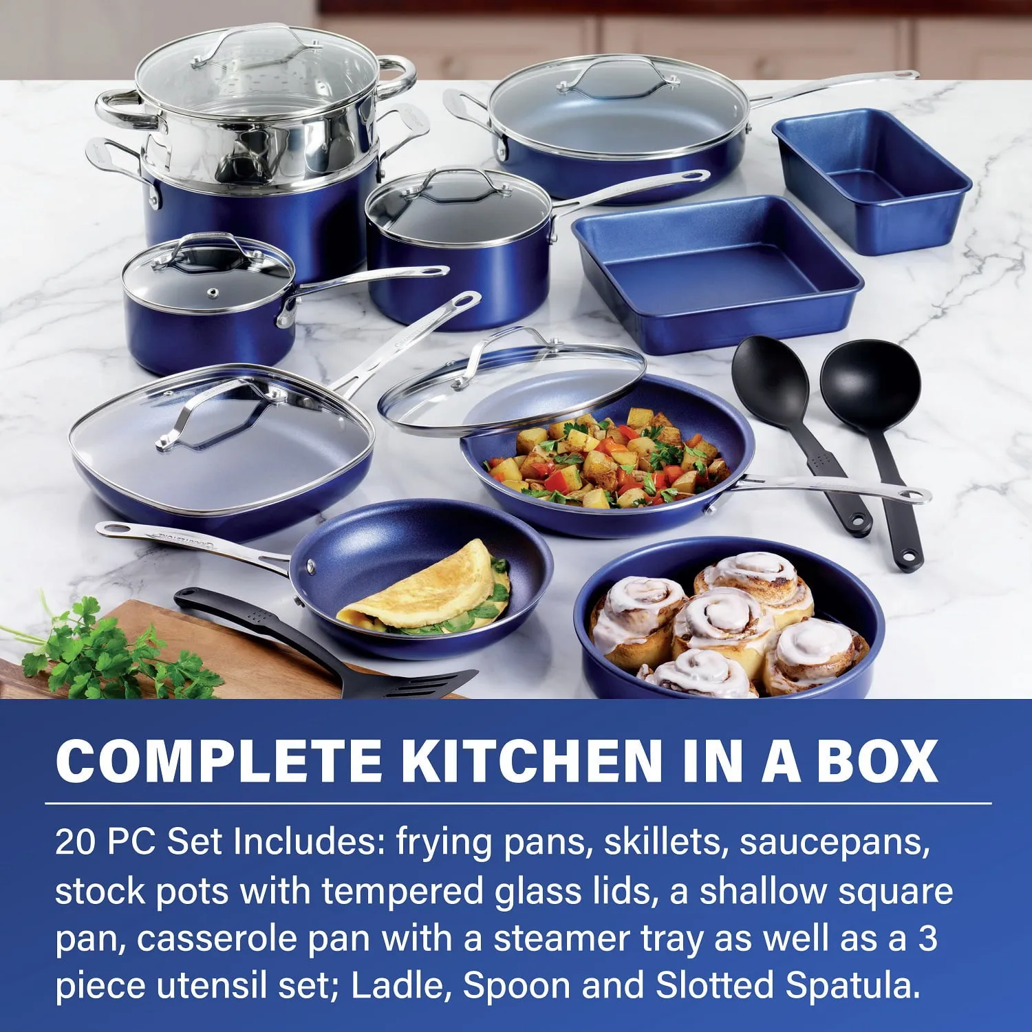Granite Stone Non-stick 20Pcs Pots and Pans Set Complete Cookware   Bakeware Set