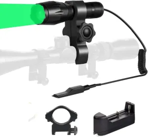 Green Light 350 Yards Spotlight Flood Light Zoomable Flashlight Torch for Hunting Hog Pig Coyote Varmint