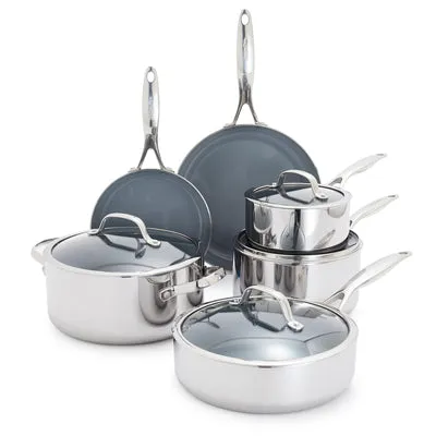 Greenpan - Valencia Pro Stainless Steel Ceramic Nonstick Cookware, 10 Piece Set