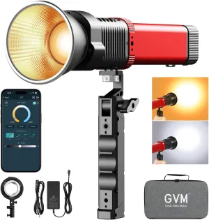 GVM PD60B Studio Lights with Bowen Mount Adapter, COB Photography Lighting with Fast Charger, Portable Video Light for Photographers Flashlight, Spotlight for APP Control, 2700-6800K, 49300LUX/0.5M