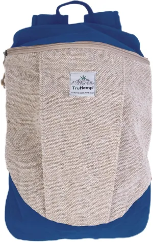 Handcrafted Hemp Backpack, Blue – Spacious & Durable Backpack with Cotton Lining, Ideal for Everyday Use, Travel, and Work