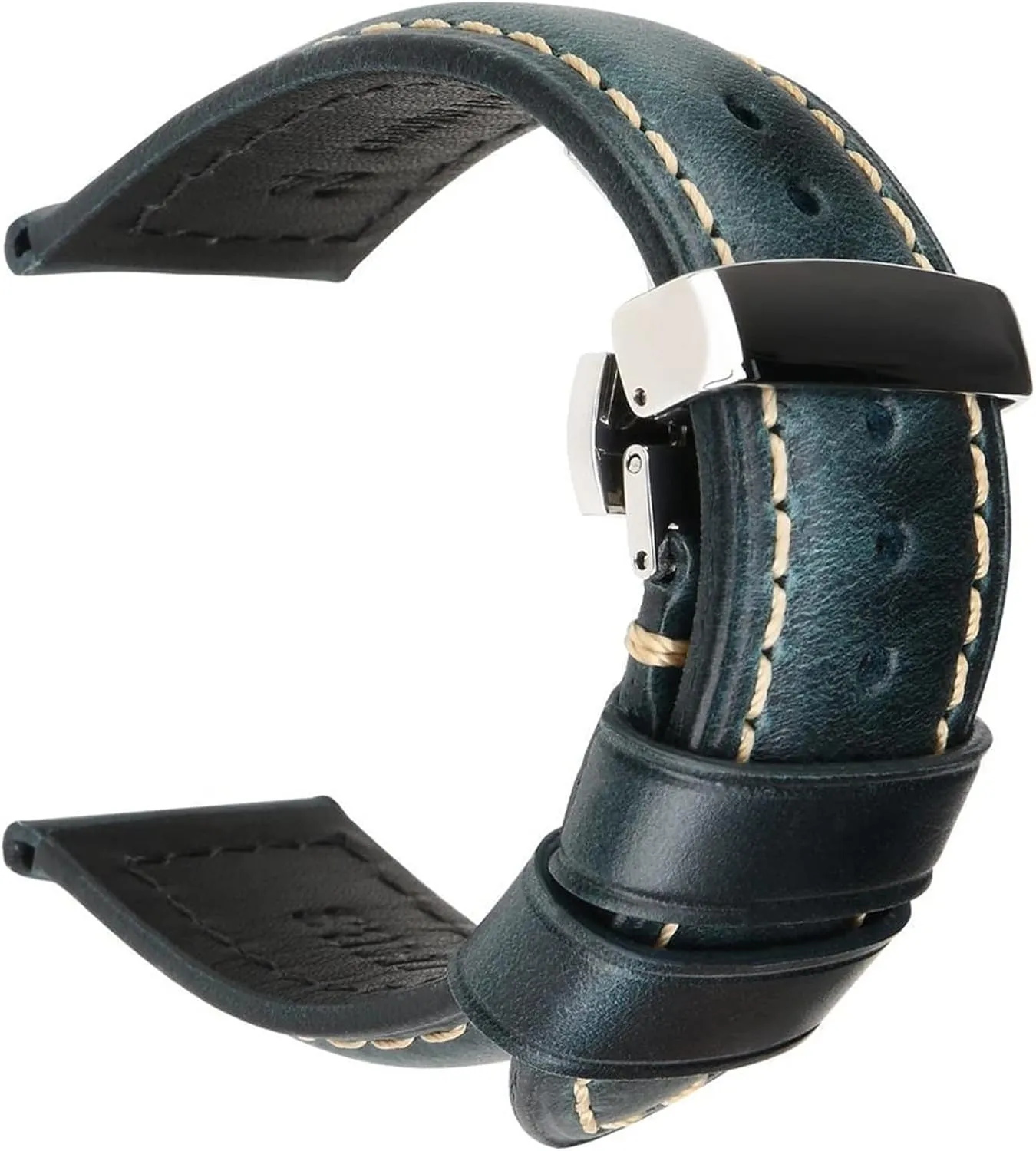 Handmade Genuine Leather Watchbands 18mm 20mm 22mm 24mm Universal Butterfly Buckle Watch Strap Brown Men Smart Band