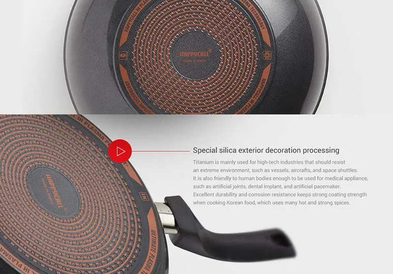 Happycall Plasma IH Titanium Frypan & Wok Set - 28cm