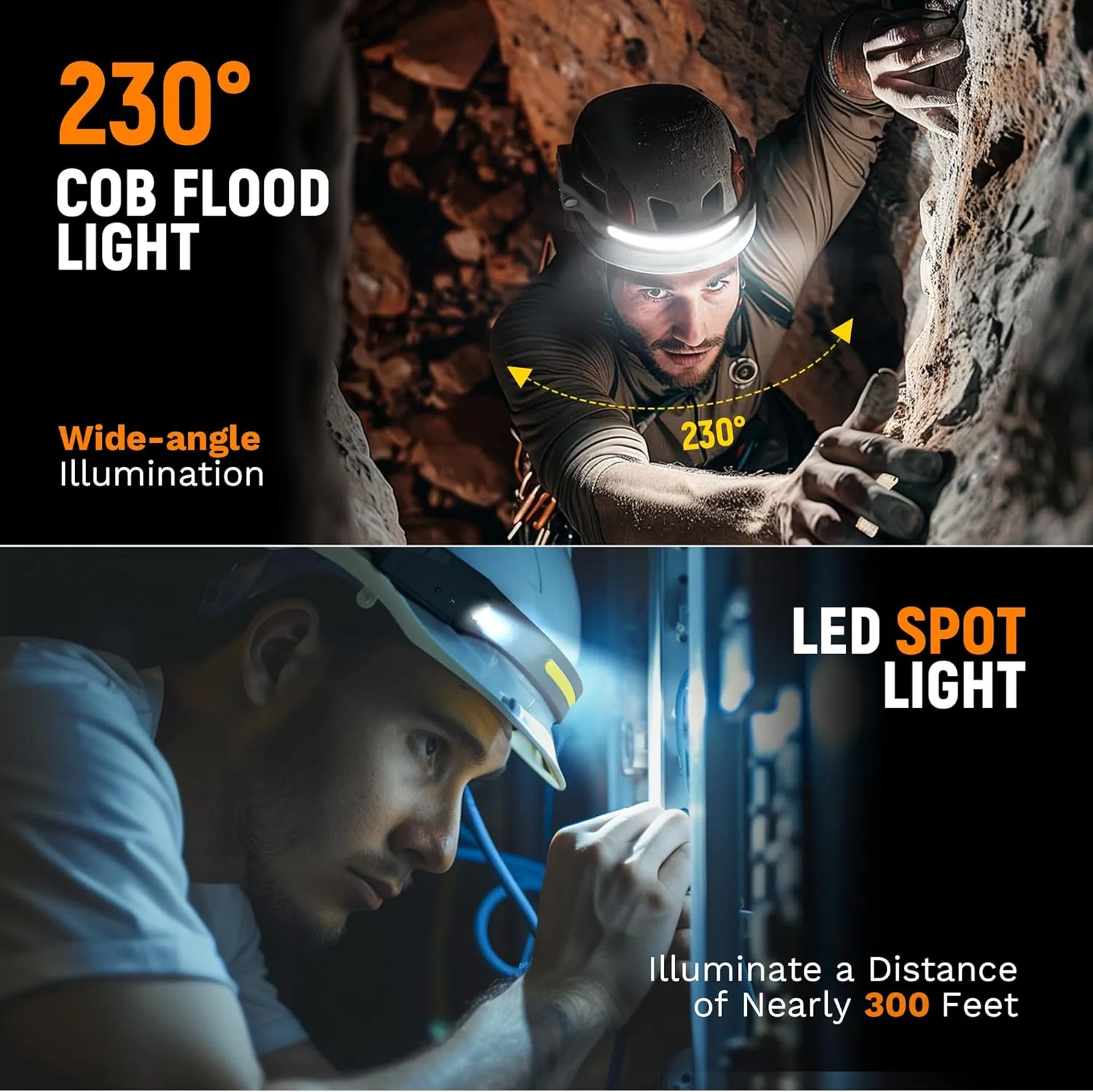 Headlamp Flashlight, 3Pack Rechargeable LED Headlamps 1200Lumens 2 COB 230°Wide Beam Headlight with Motion Sensor Bright 5 Modes Lightweight Waterproof Head Lamp for Outdoor Running, Camping Hiking